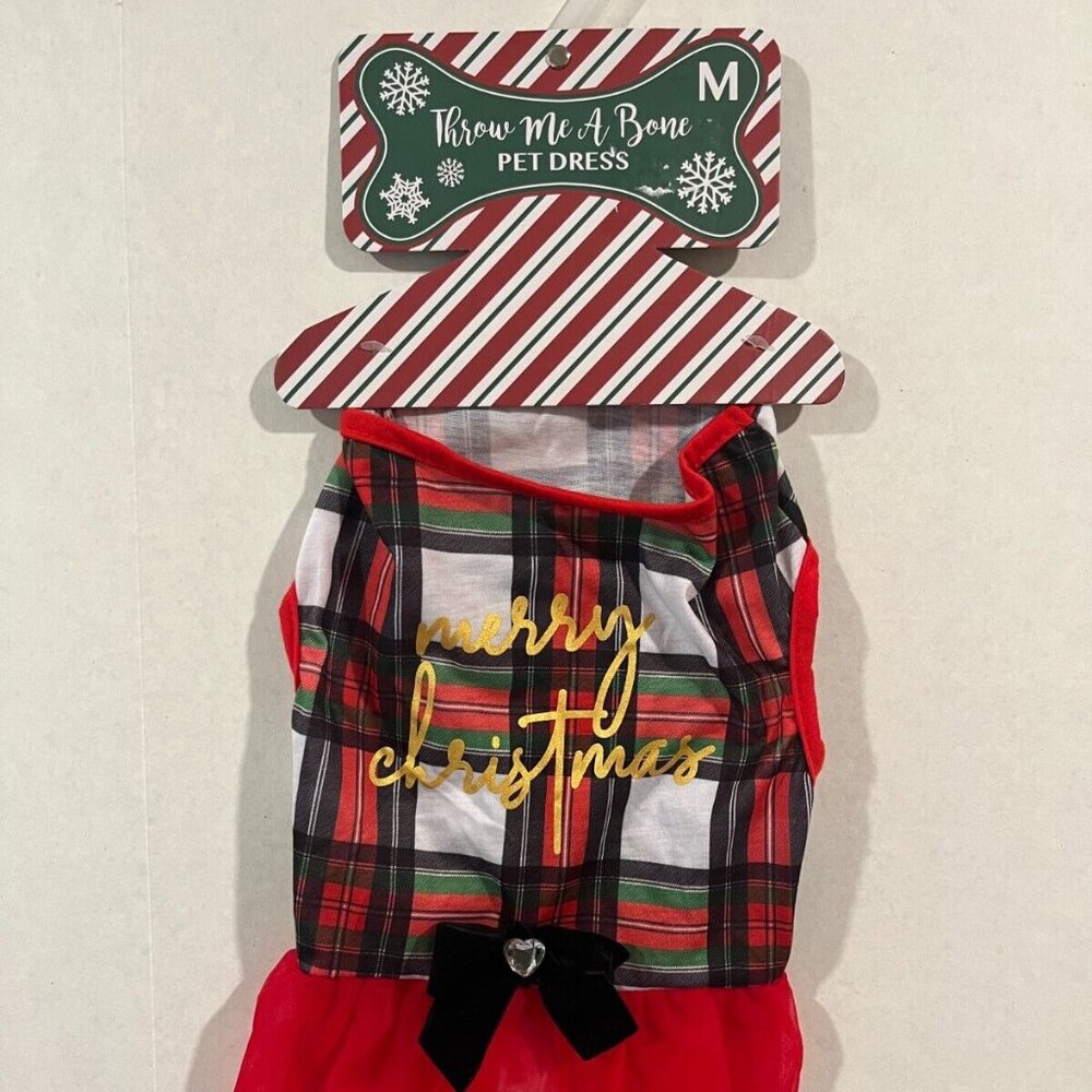 Pet Dress Size Medium 13-15" Size, Throw Me A Bone, Christmas Theme, NEW